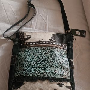 NWT Myra cowhide turquoise crossbody purse
